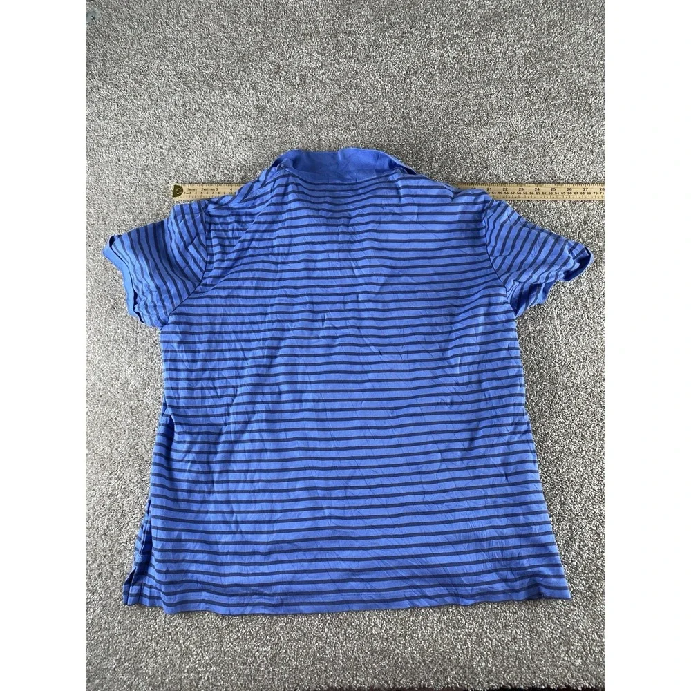 Polo Ralph Lauren Blue Striped Polo Shirt Soft Cotton Flesh Pony Mens XL Classic